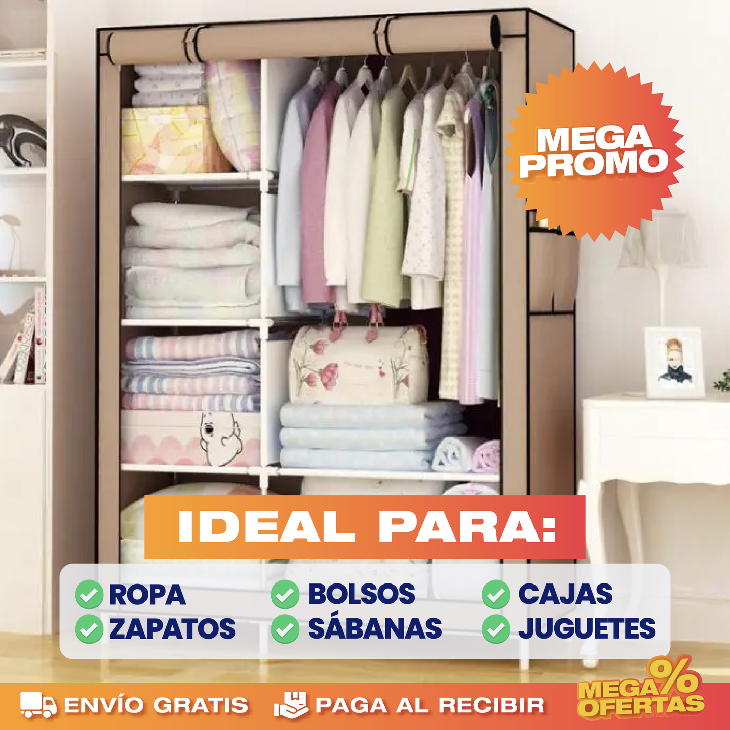 Todo en Orden™ - Closet portátil de 3 compartimentos